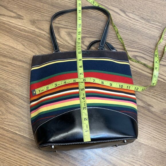 Kate Spade VTG Bag Multi Rainbow Y2k 90s Striped Shoulder Purse Footed Bottom - Picture 8 of 10